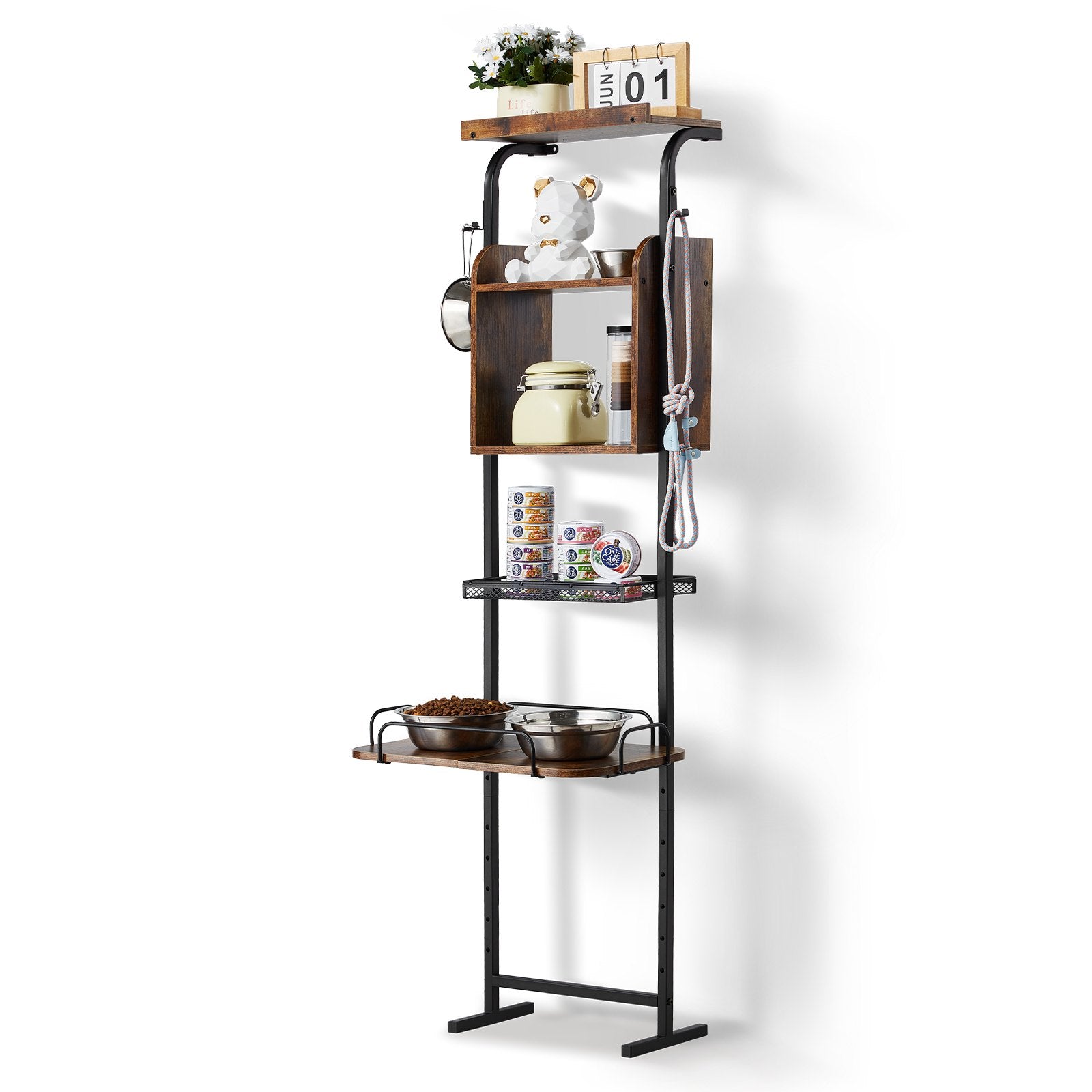 Elevated Pet Feeding Station with Storage Shelves – Raised Dog Bowl Stand & Food Storage Organiser