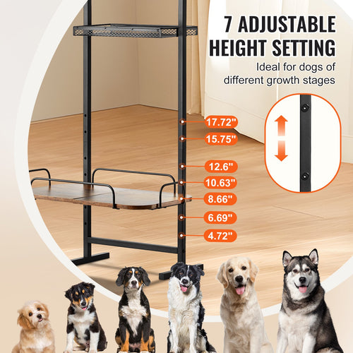 Elevated Pet Feeding Station with Storage Shelves – Raised Dog Bowl Stand & Food Storage Organiser