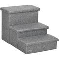 3-Step Pet Stairs with Storage for Small Dogs & Cats - Grey