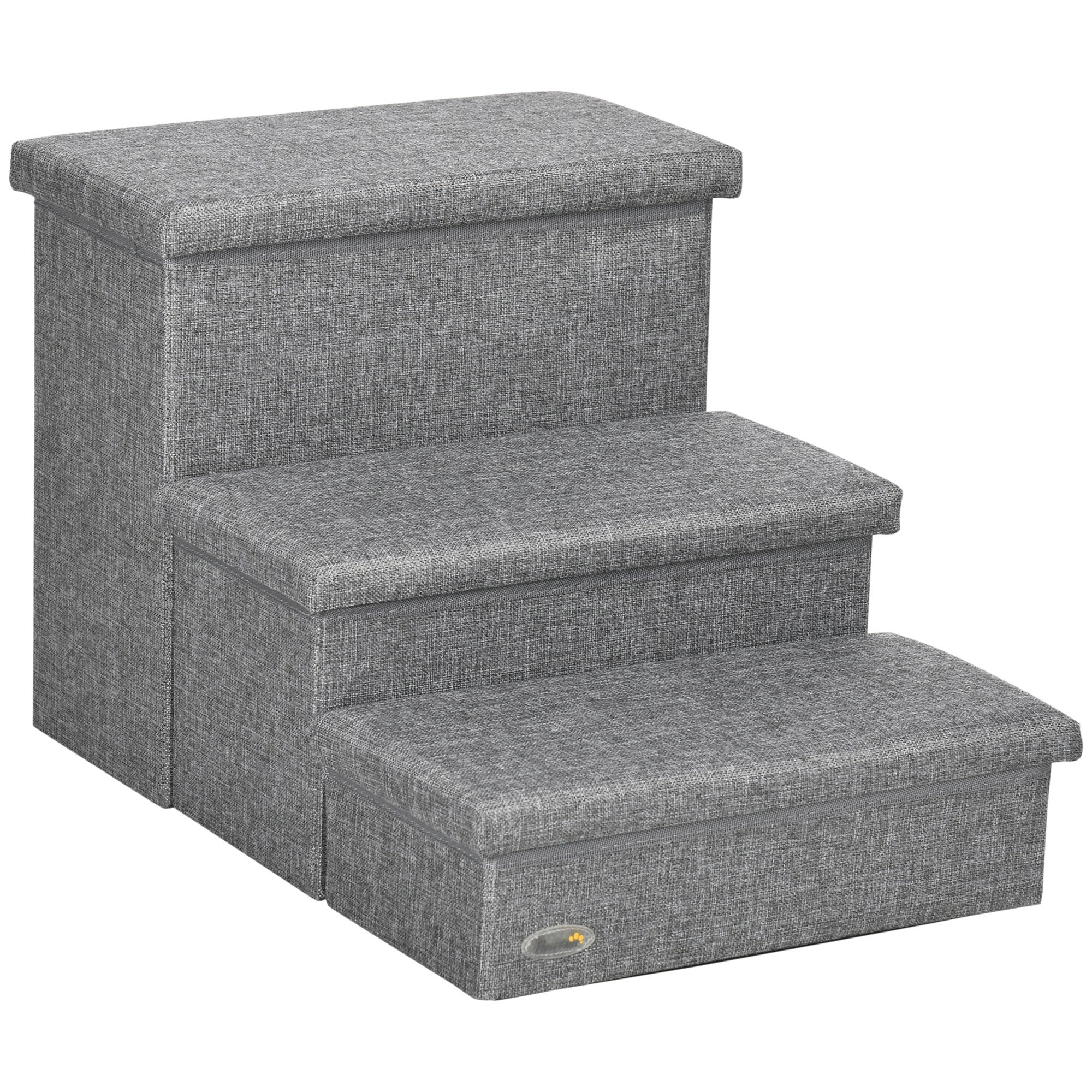 3-Step Pet Stairs with Storage for Small Dogs & Cats - Grey