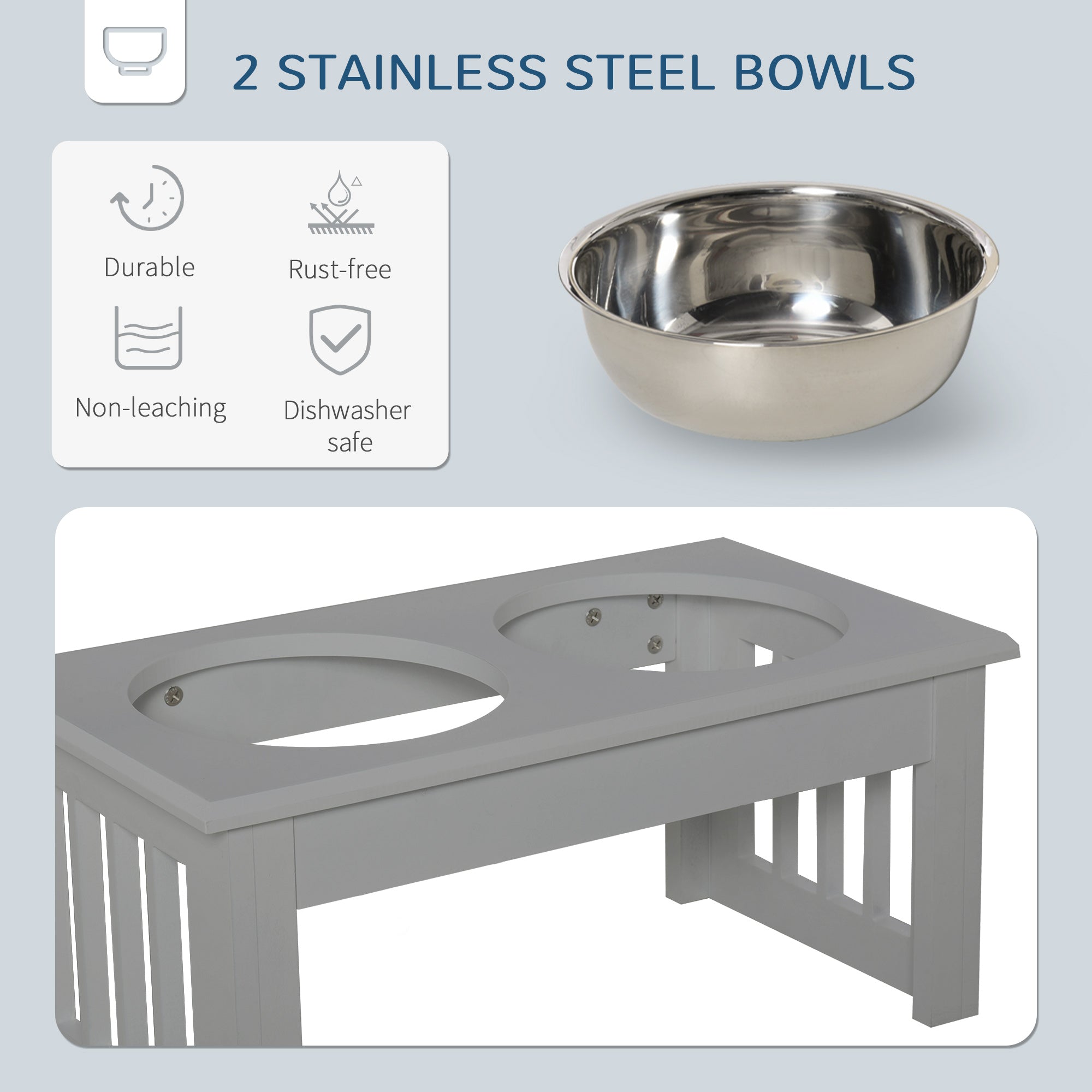 Raised Dog Feeding Bowls With Stand, Stainless Steel For Extra Small And Small Dog