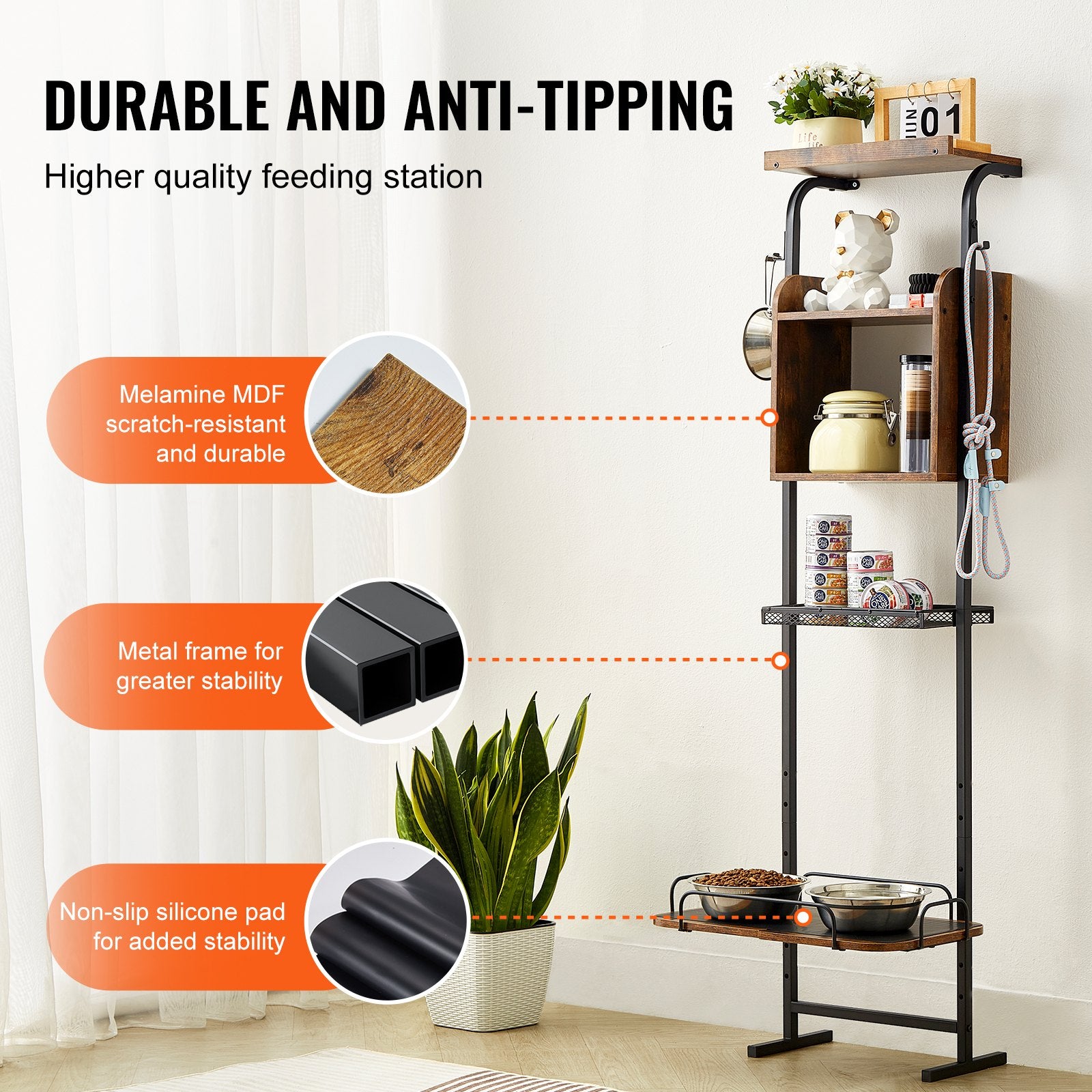 Elevated Pet Feeding Station with Storage Shelves – Raised Dog Bowl Stand & Food Storage Organiser