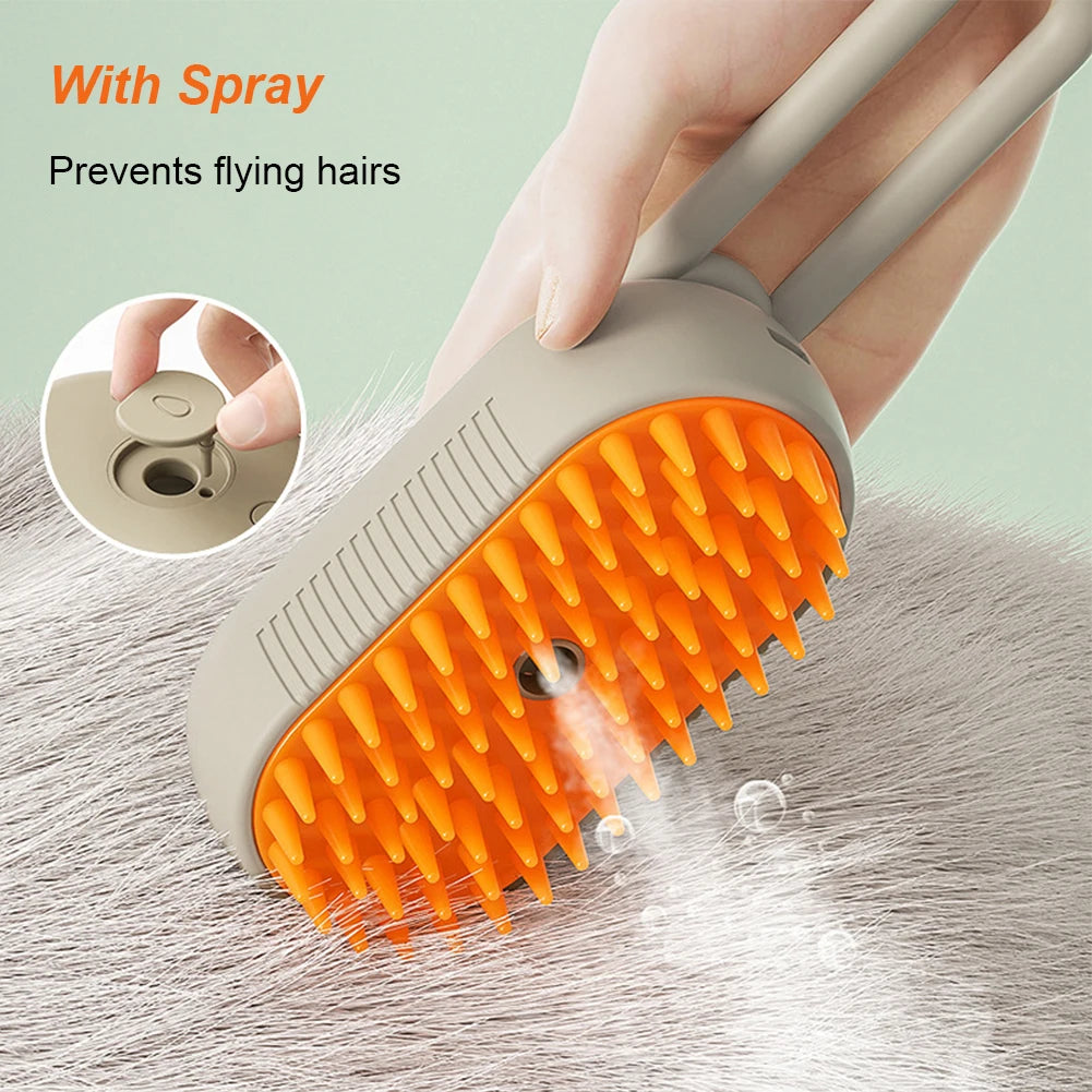 3-in-1 Electric Pet Brush – Hair Removal, Massage & Steam for Dogs & Cats