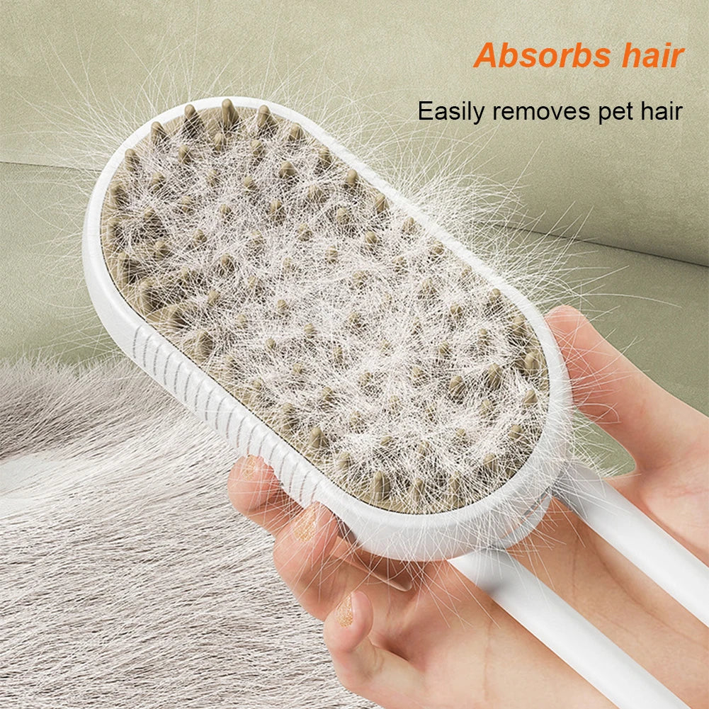 3-in-1 Electric Pet Brush – Hair Removal, Massage & Steam for Dogs & Cats