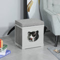 Cat House Bed Kitten Cave Cube Indoor For Small Pet With Removable Sisal Scratching Pads Soft Cushions