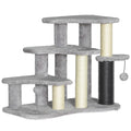 2-in-1 Cat Tree, Pet Stairs W/ Scratching Post, Toy Balls, For Bed, Sofa, Couch, Light Grey