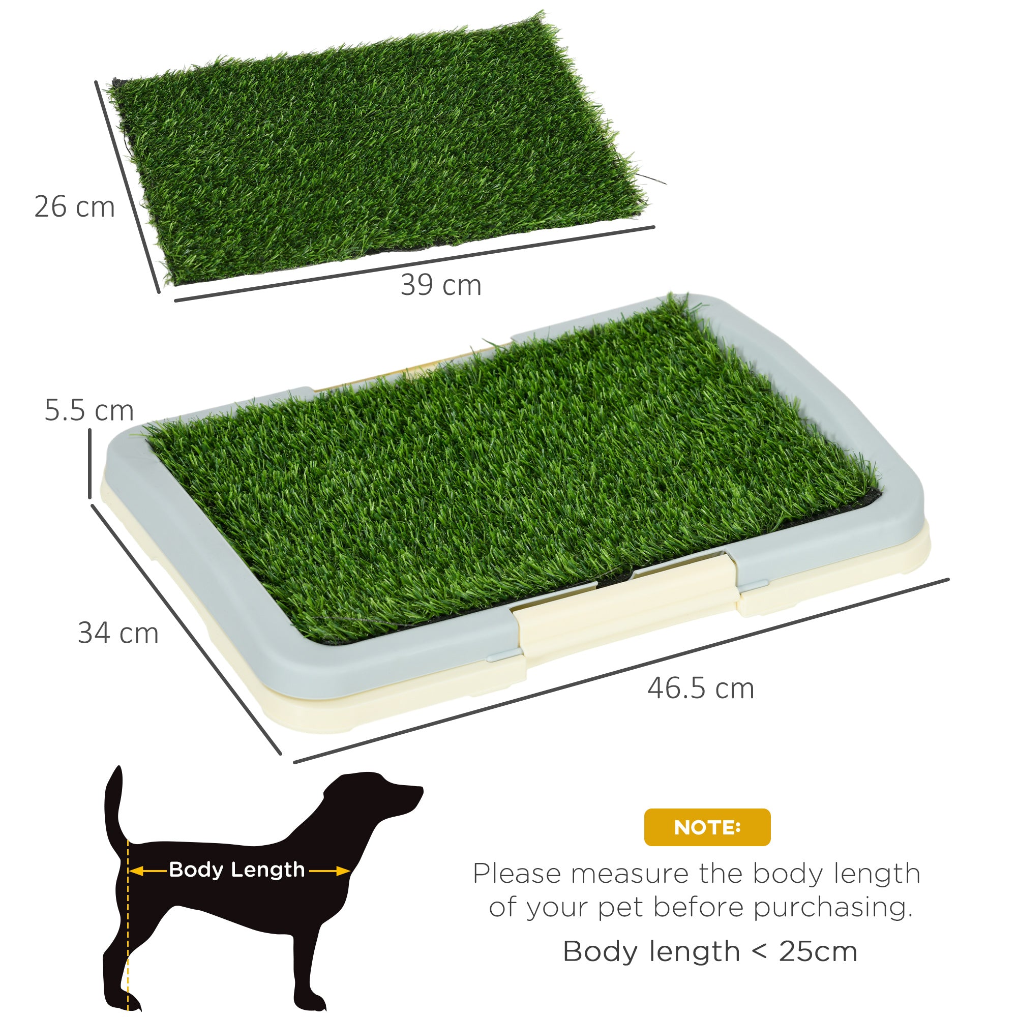 Indoor Puppy Training Pad with Artificial Grass – Portable Pet Toilet Tray, 46.5 × 34 cm