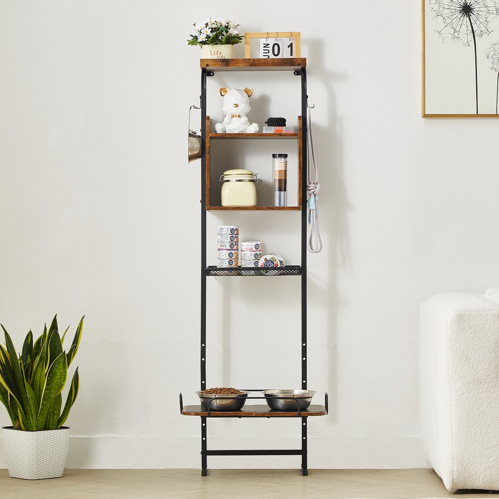 Elevated Pet Feeding Station with Storage Shelves – Raised Dog Bowl Stand & Food Storage Organiser